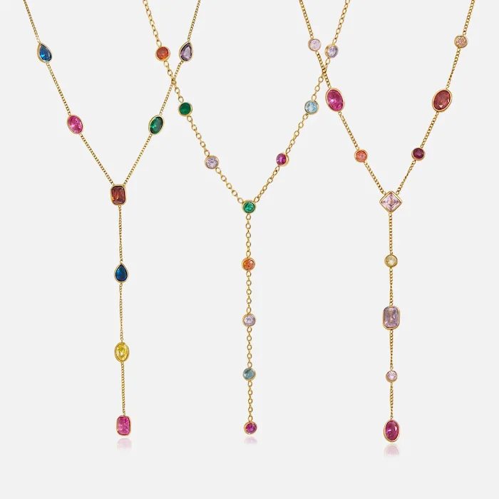 multi-color cz Y necklaces