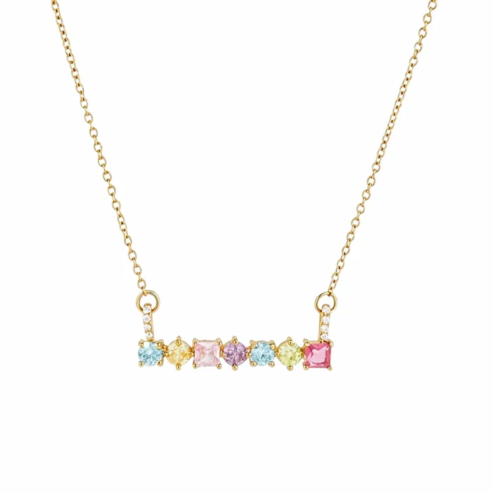 multi-color cz bar necklace