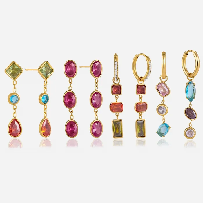 multi-color cz earrings